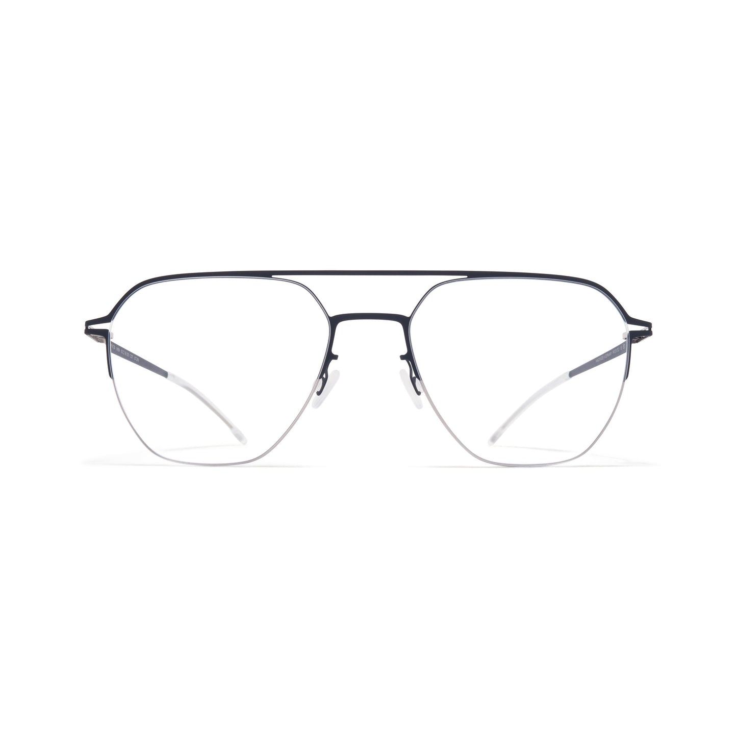 Aviator-style eyeglasses on a white background