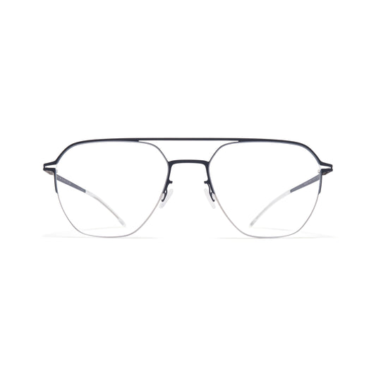 Aviator-style eyeglasses on a white background